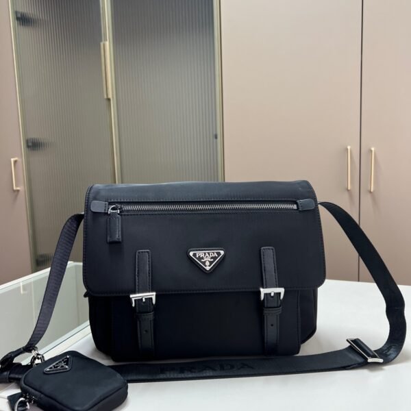 PR Re-Nylon and Saffiano Leather Messenger Bag - Bag