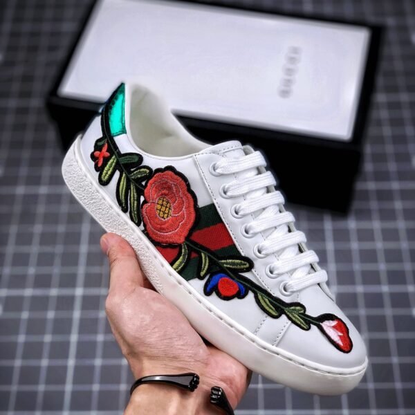 GG Ace Embroidered White Leather - Sneakers