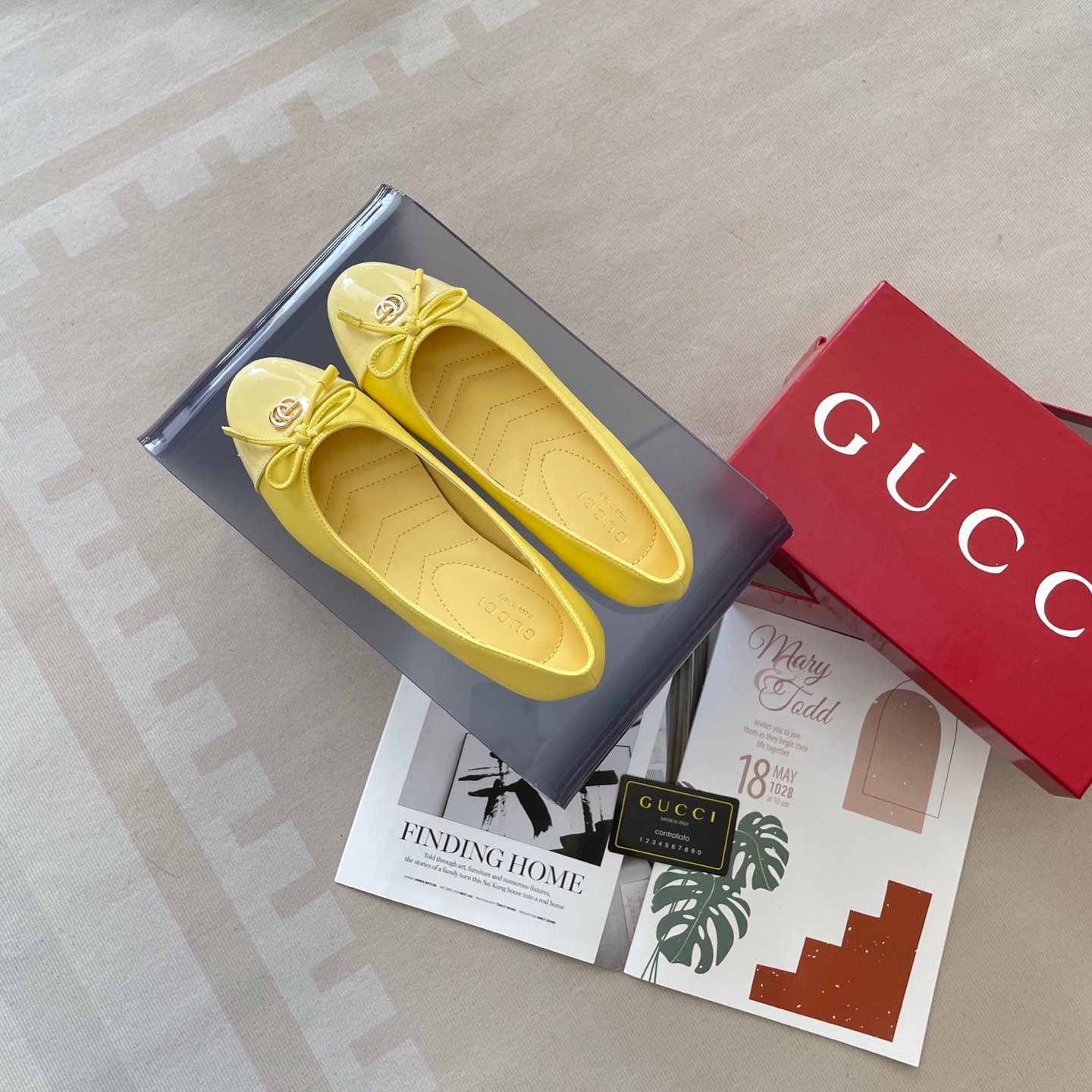 GG GG Marmont Ballet Flats Yellow Leather - Shoes - Image 3