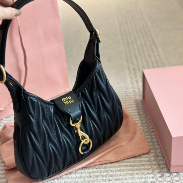 MIU Wander Matelassé Small Black Leather - Bag