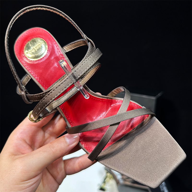 YSL Cassandra Sandal Brown/Red - Heels - Image 4