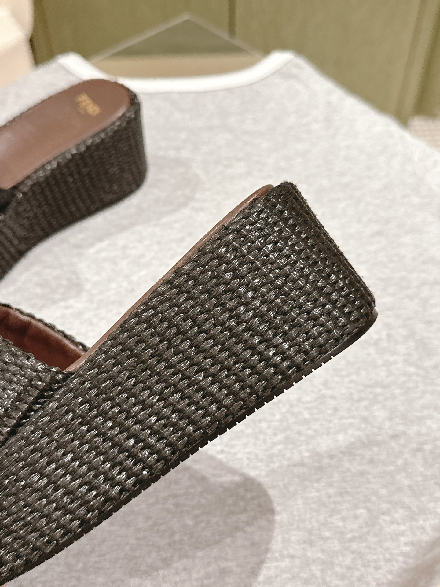 FD Colibri Wedge Slides Black Raffia - Slides - Image 4