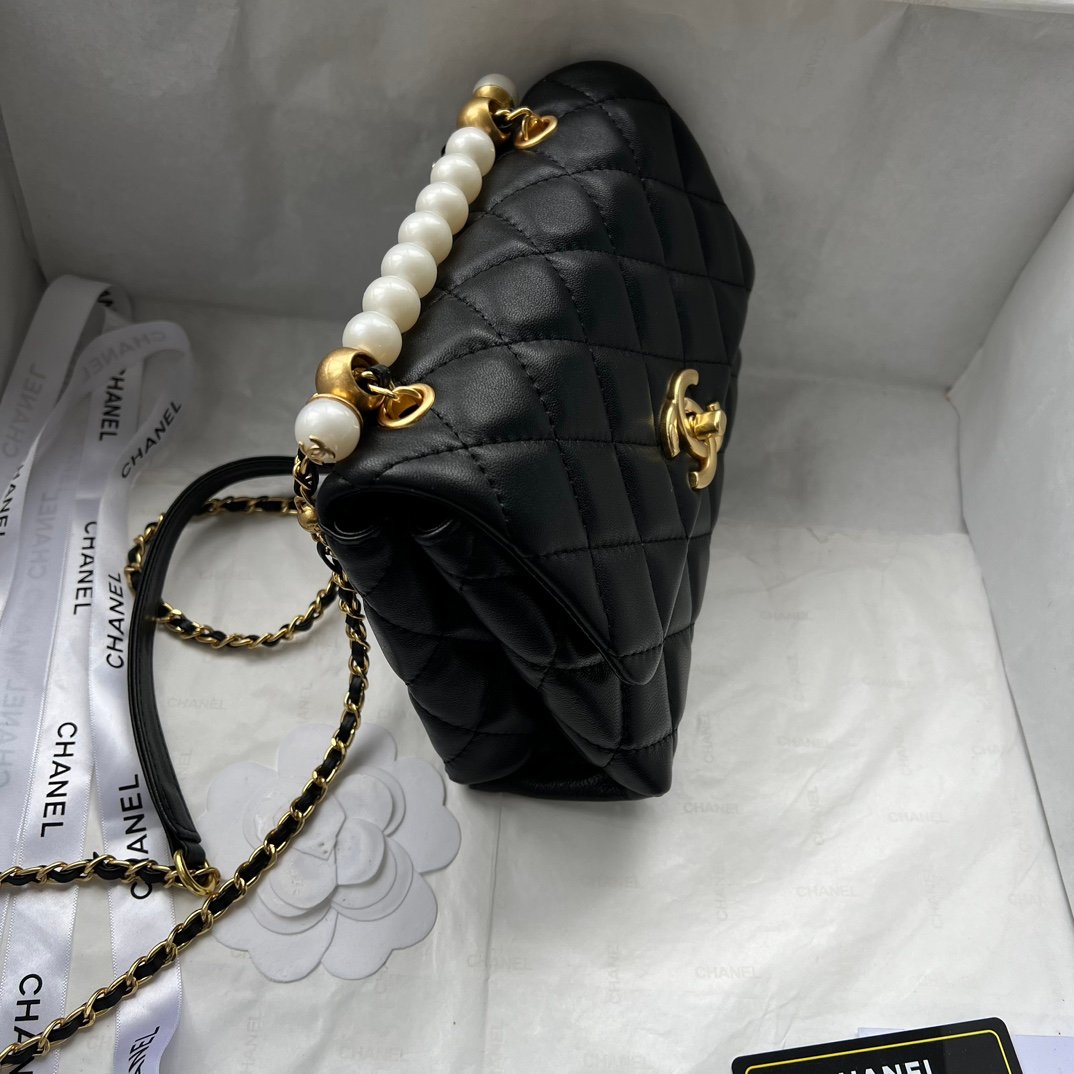 CC Pearl Crush Flap Small Black Leather - Bag - Image 3