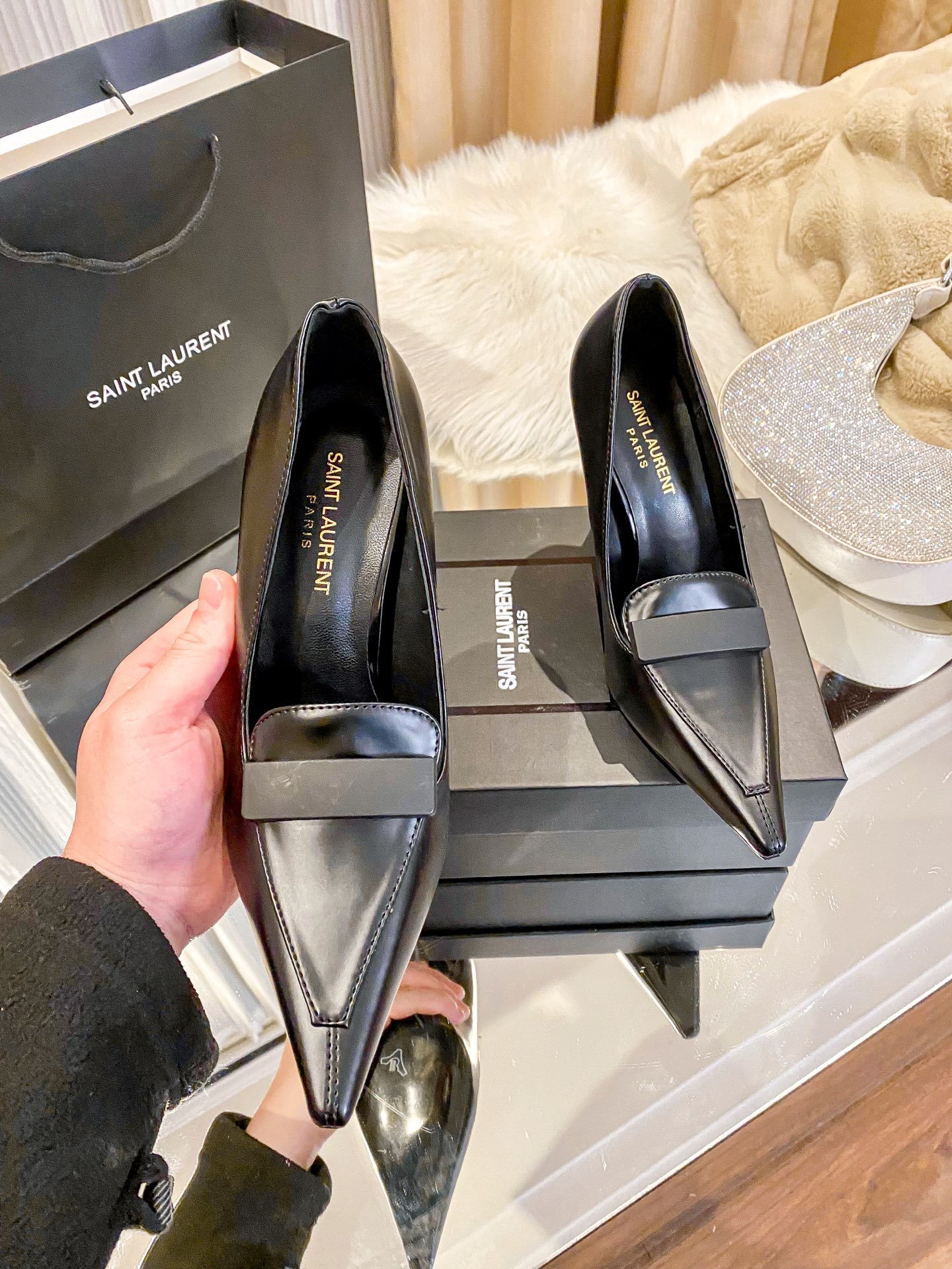 YSL New Retro Loafer Pumps Black Leather - Heels - Image 5