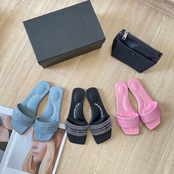 BAL Logo Crystal Embellished Slides Blue, Black, Pink - Slides