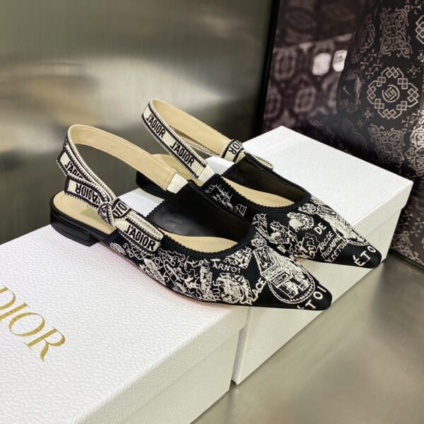 CD J'ACD Slingback Flats Toile de Jouy - Shoes