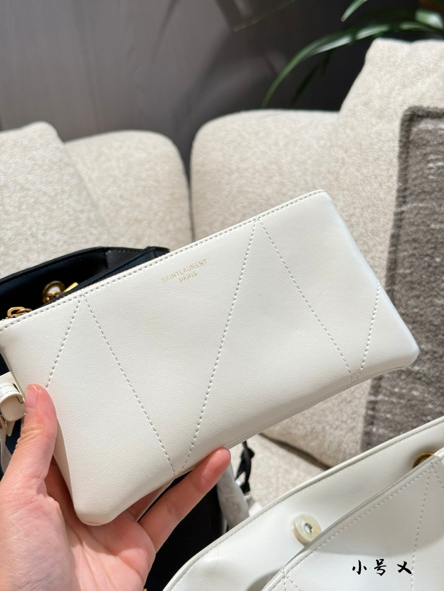 YSL Jamie Black/White Leather - Bag - Image 7