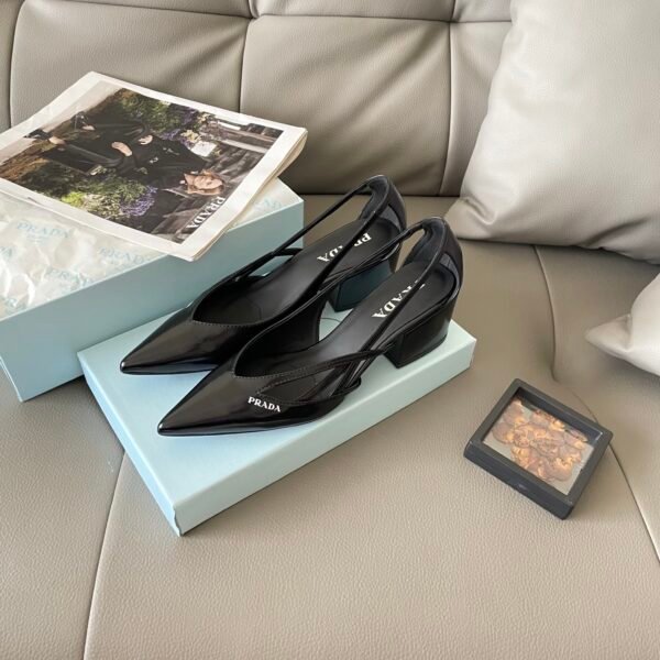 PR Brushed Leather Slingback Pumps - Heels