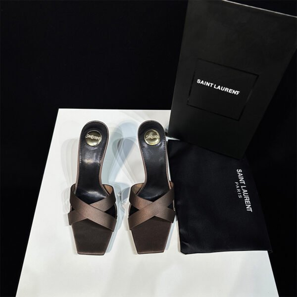 YSL Tribute Sandals Brown Satin - Heels