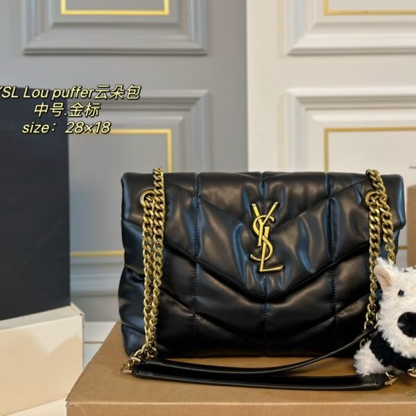 YSL Lou Puffer Small Black Leather - Bag