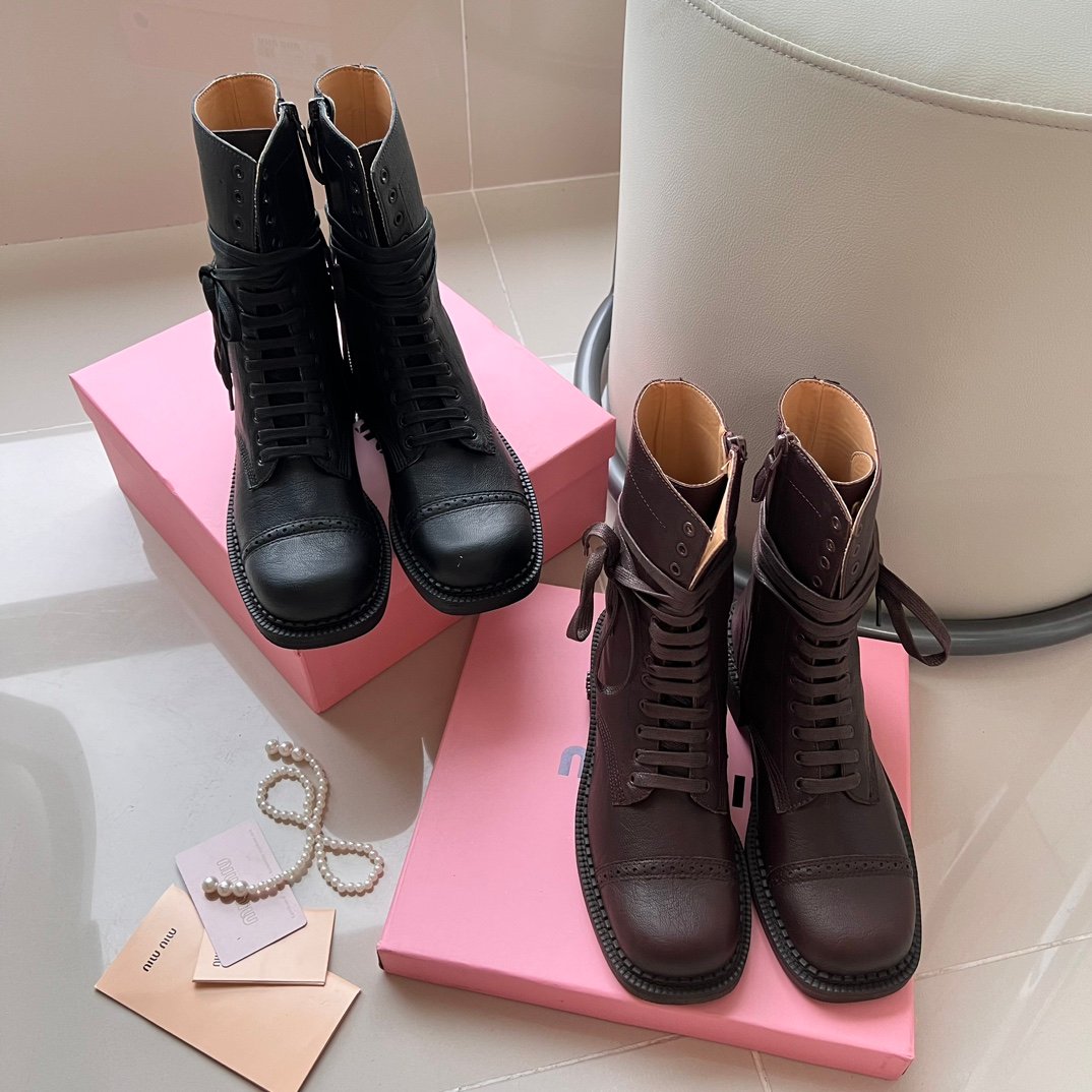 MIU Combat Boots Black Leather - Boots - Image 3