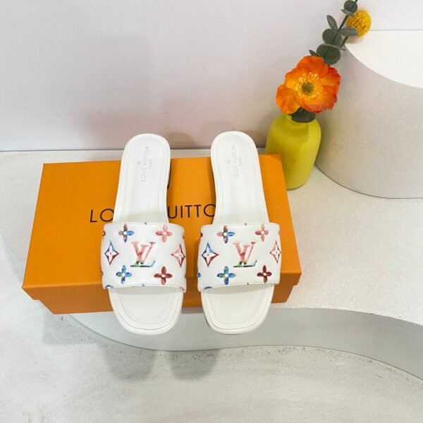 LV Pool Pillow Comfort White Multicolor Monogram - Slides