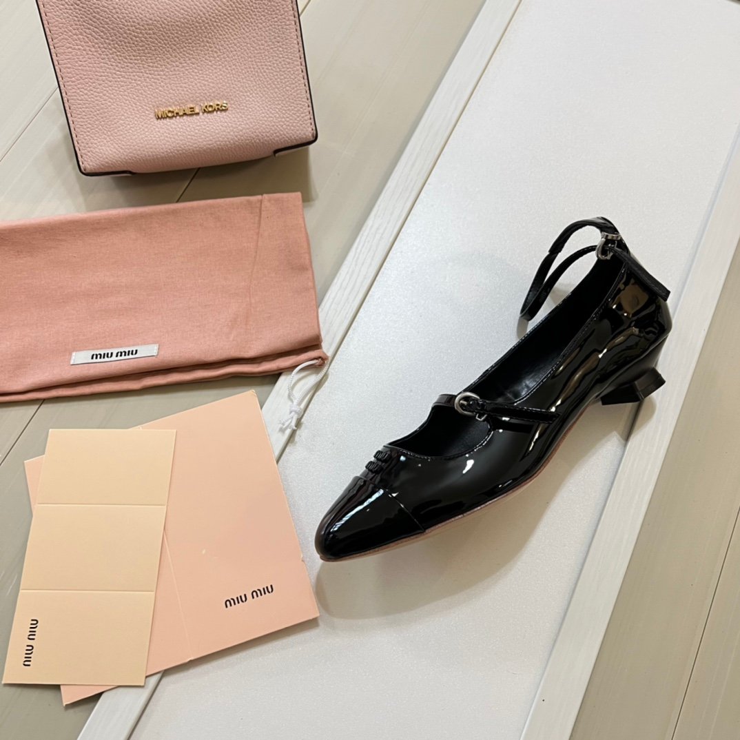 MIU Patent Leather Mary Jane Ballet Flats Black Patent Leather - Shoes - Image 9