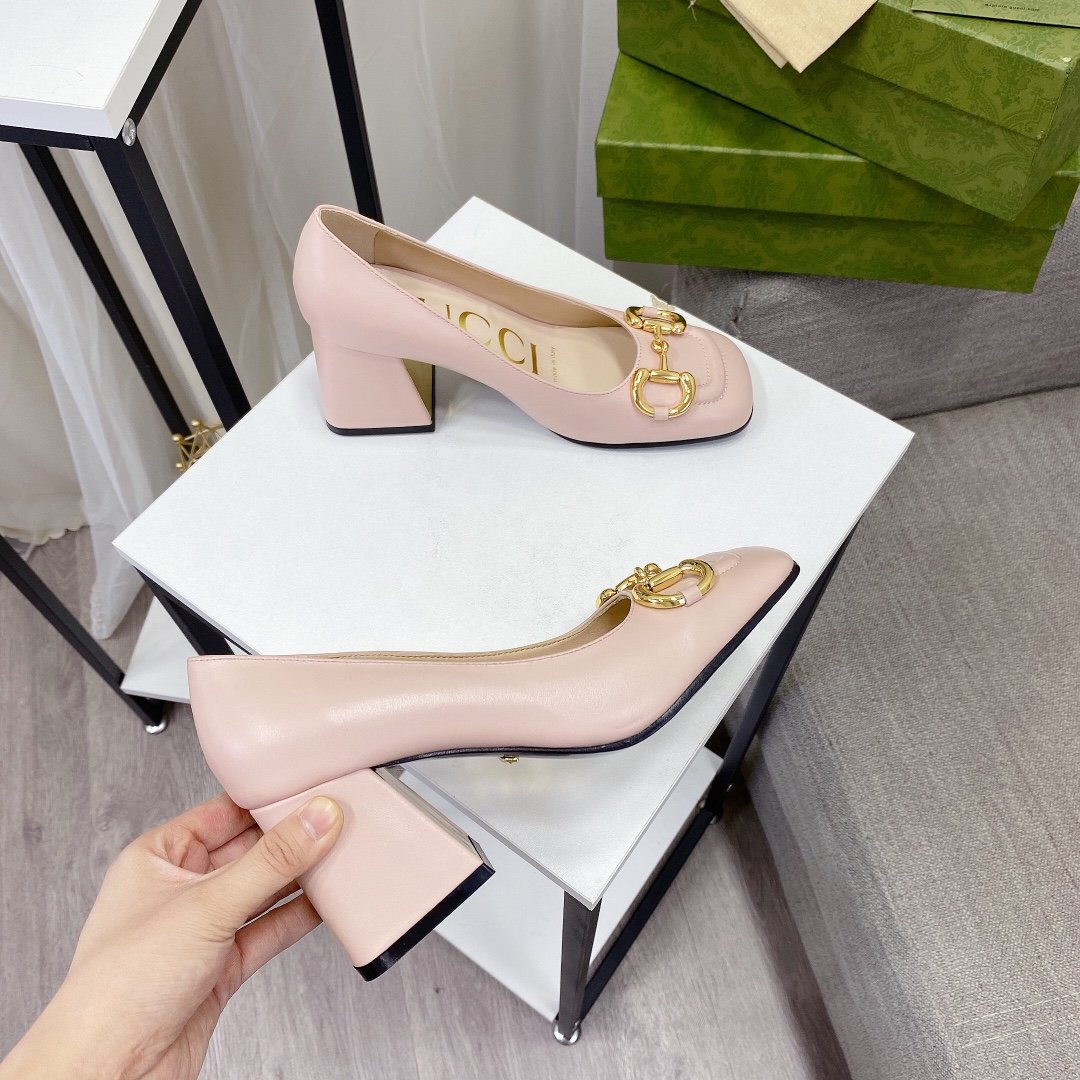 GG Horsebit Pump Pink Leather - Heels - Image 4
