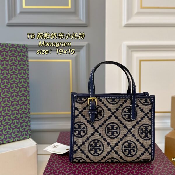 TB Canvas Monogram Small Tote