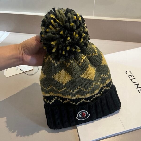 MCL Grenoble Pom Pom Beanie Green/Yellow Wool - Hat