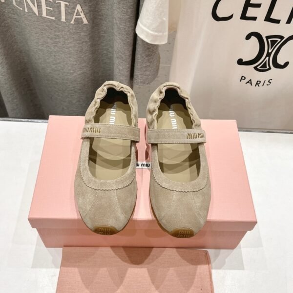 MIU Velcro Mary Jane Beige Suede - Shoes