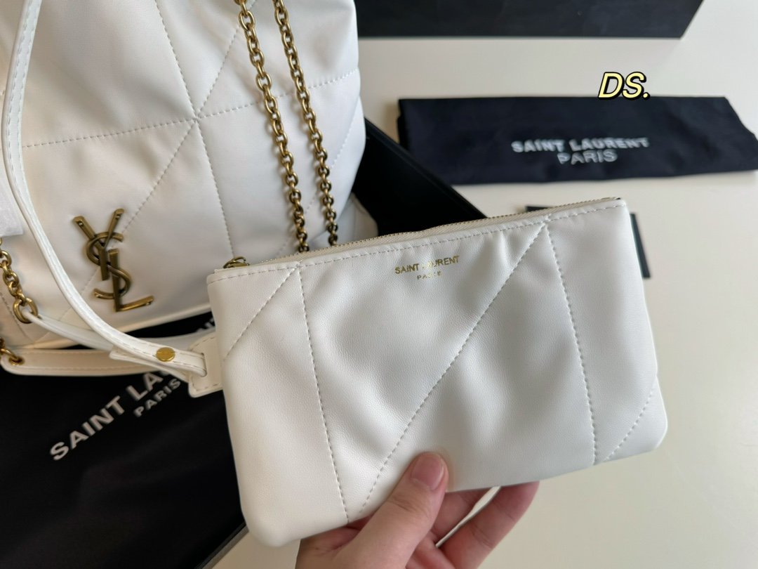 YSL Jamie Puffer White Leather - Bag - Image 8