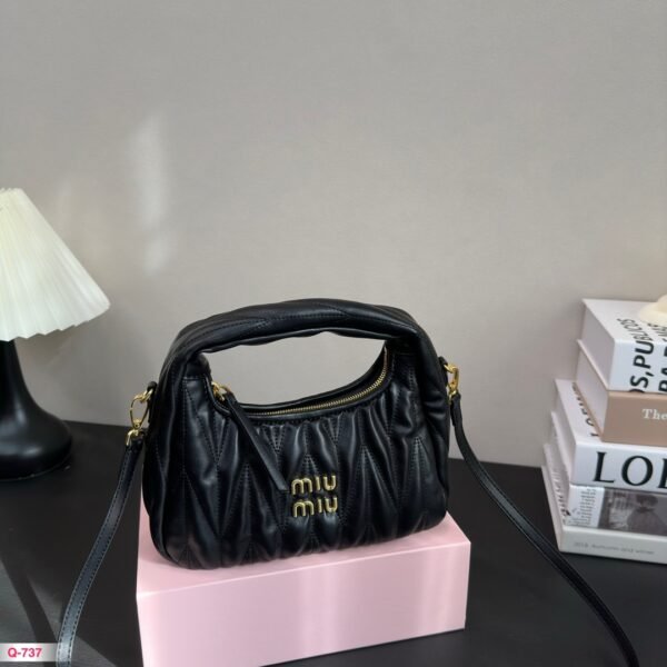 MIU Wander Matelassé Black Leather - Bag