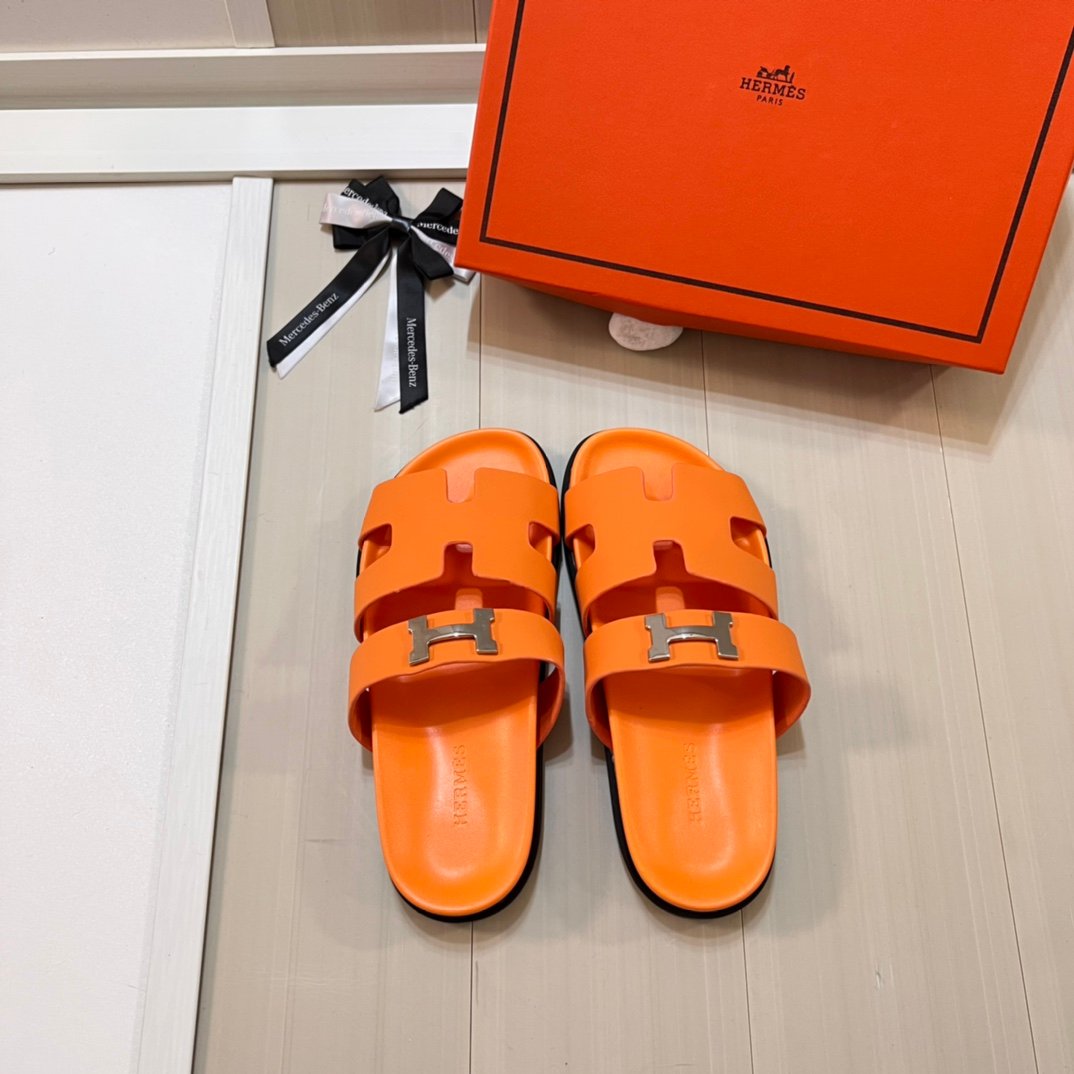 HM Oran Sandals Orange Leather - Slides - Image 8