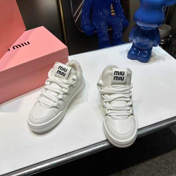 MIU Faux Shearling-Lined Sneakers - Sneakers