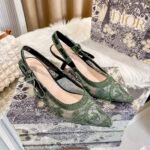 CD J'ACD Slingback Pumps Green Embroidered Mesh – Heels