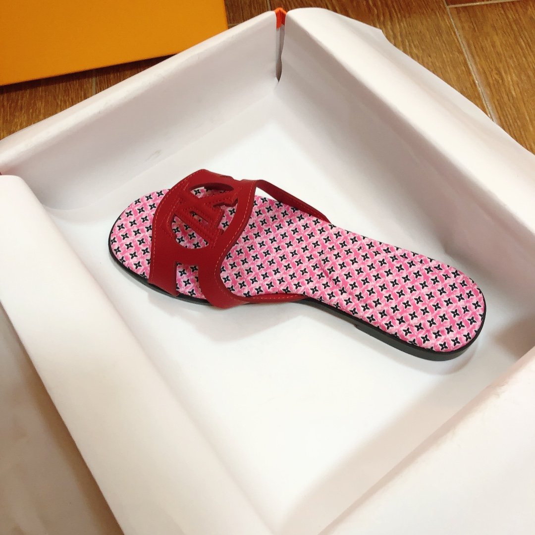 LV Paseo Flat Comfort Mule Red/Monogram - Slides - Image 4