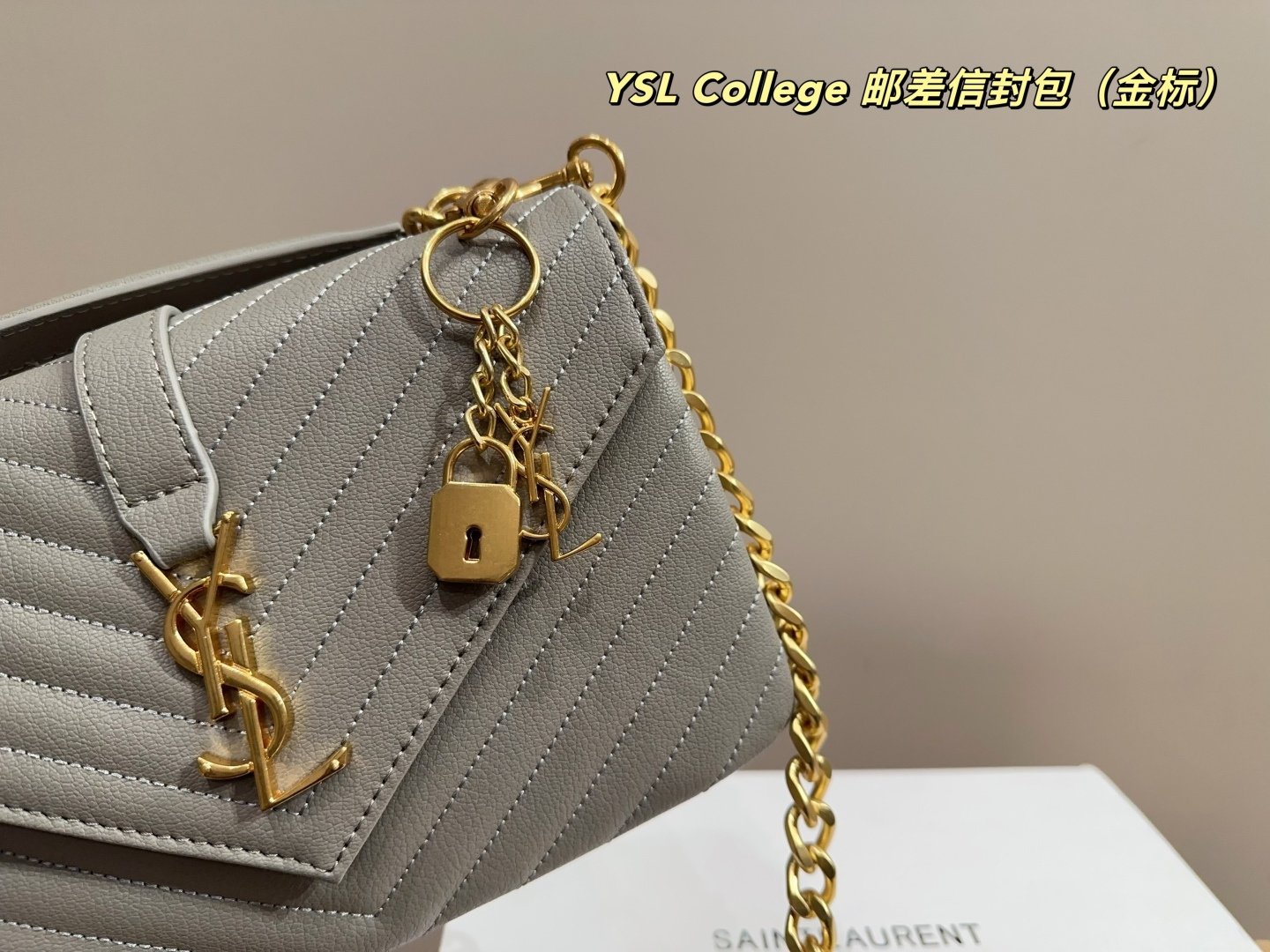 YSL College Small Grey Leather - Bag - Image 3