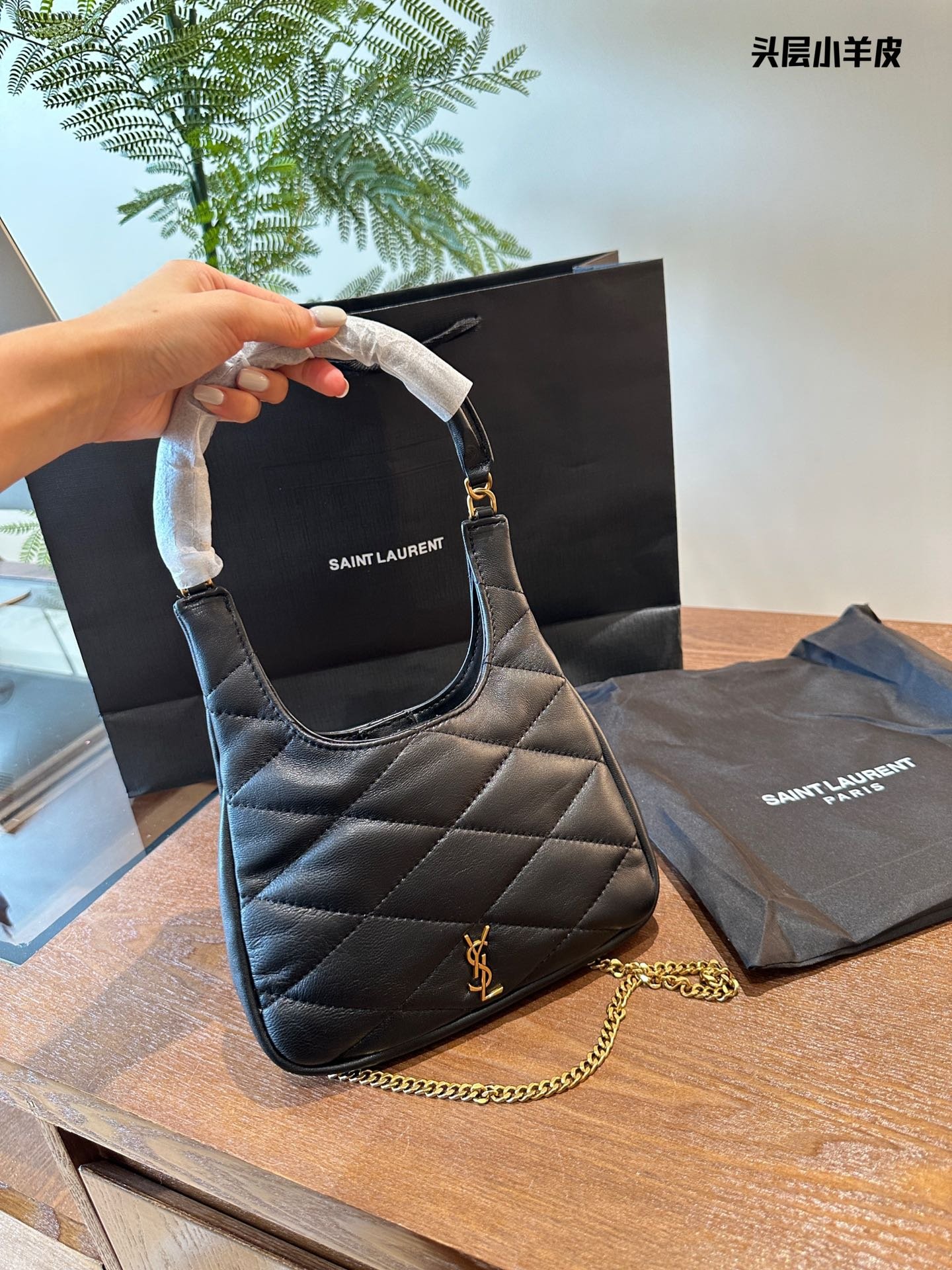 YSL Le 5 à 7 Hobo Small Black Leather - Bag - Image 7