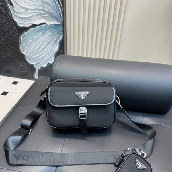 PR Re-Nylon and Saffiano Leather Belt Bag Black - Bag