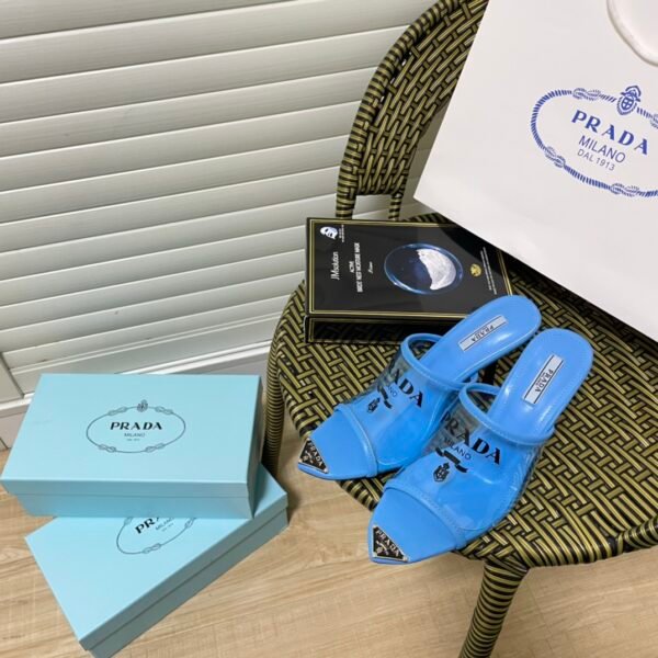PR Logo Patent Leather Mules - Heels