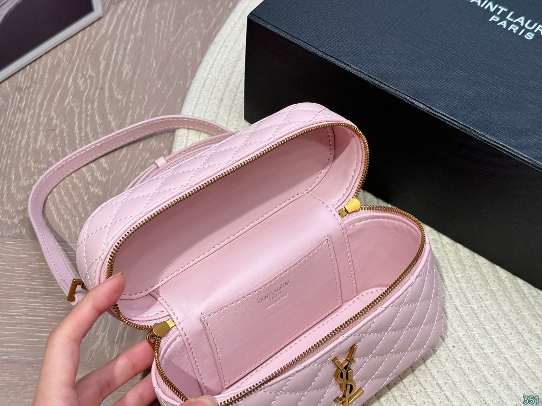 YSL Mini Lou Camera Bag Pink Quilted Leather - Bag - Image 9