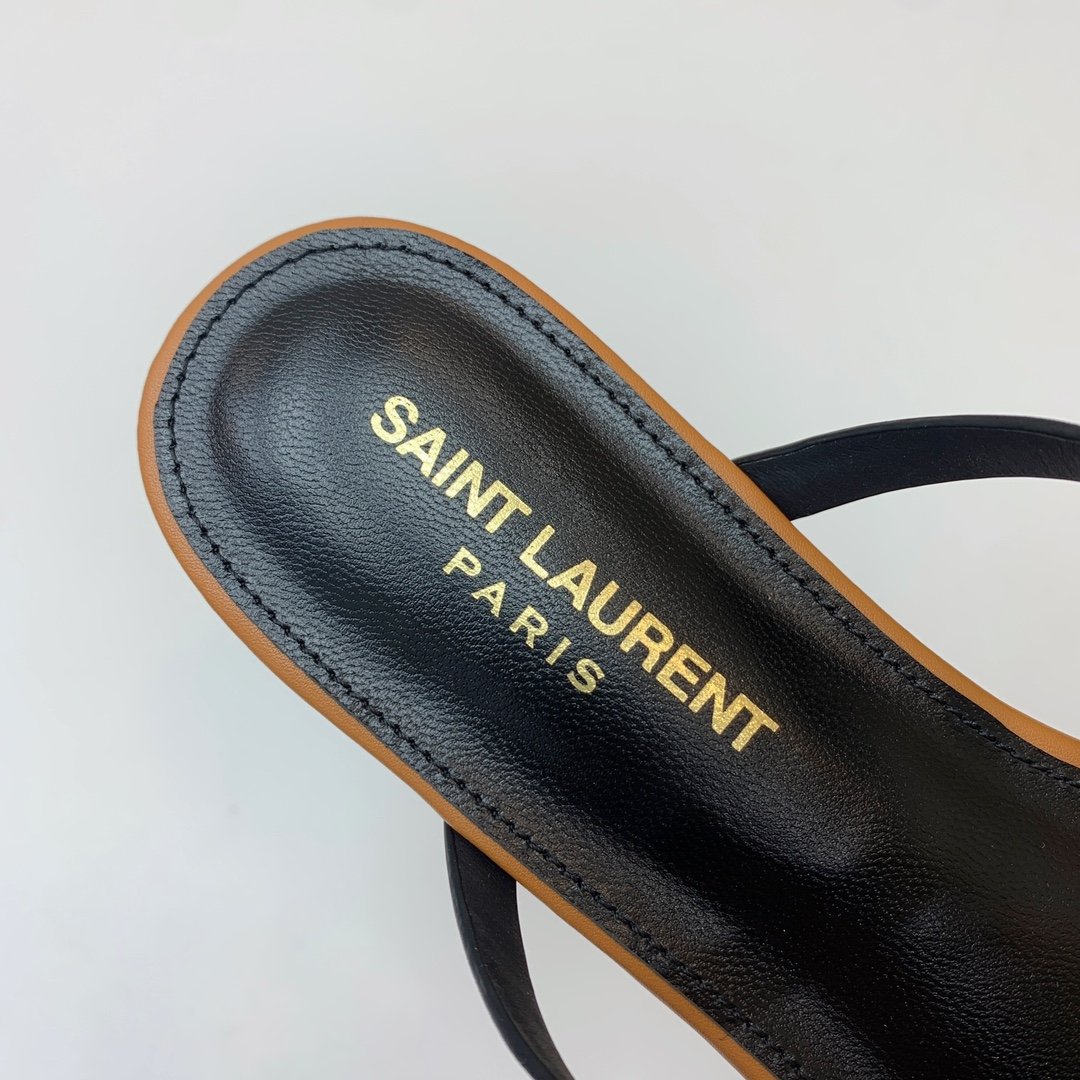 YSL Cassandra Flat Thong Sandals Tan Leather - Sandals - Image 9