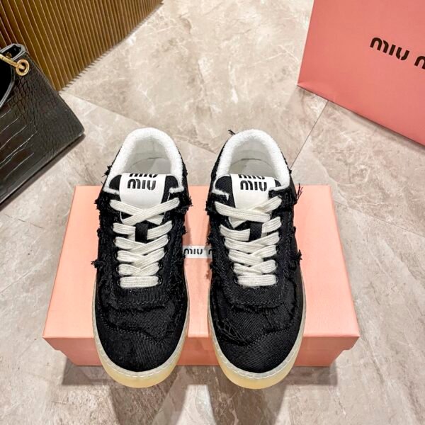 MIU Fringed Denim Sneakers - Sneakers