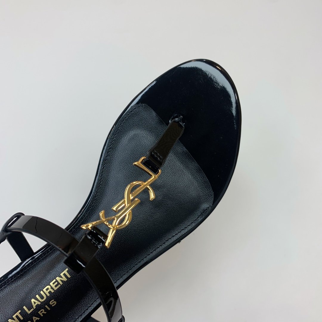 YSL Cassandra Flat Sandals Black Leather - Sandals - Image 5