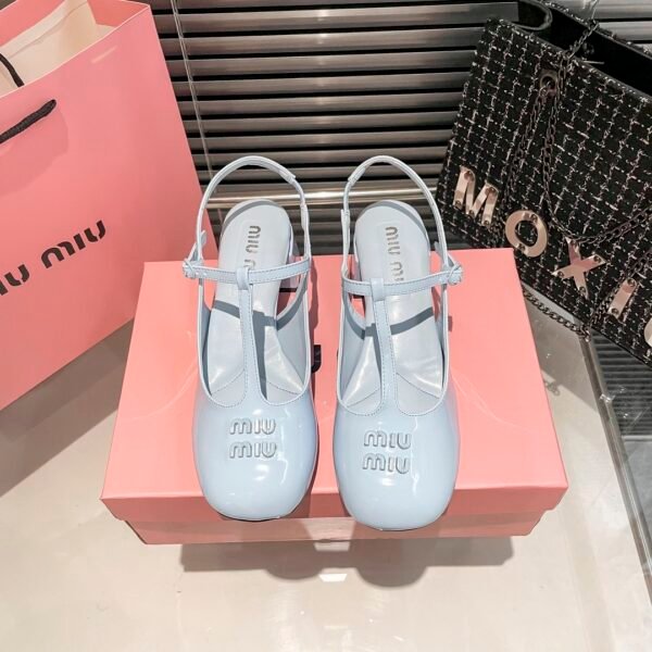 MIU T-Strap Chunky Heel - Heels