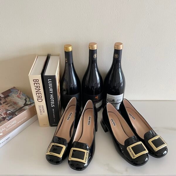MIU Patent Leather Buckle Pumps - Heels