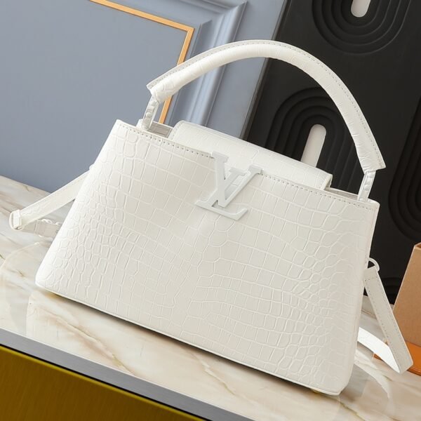 LV Capucines MM White Crocodile - Bag