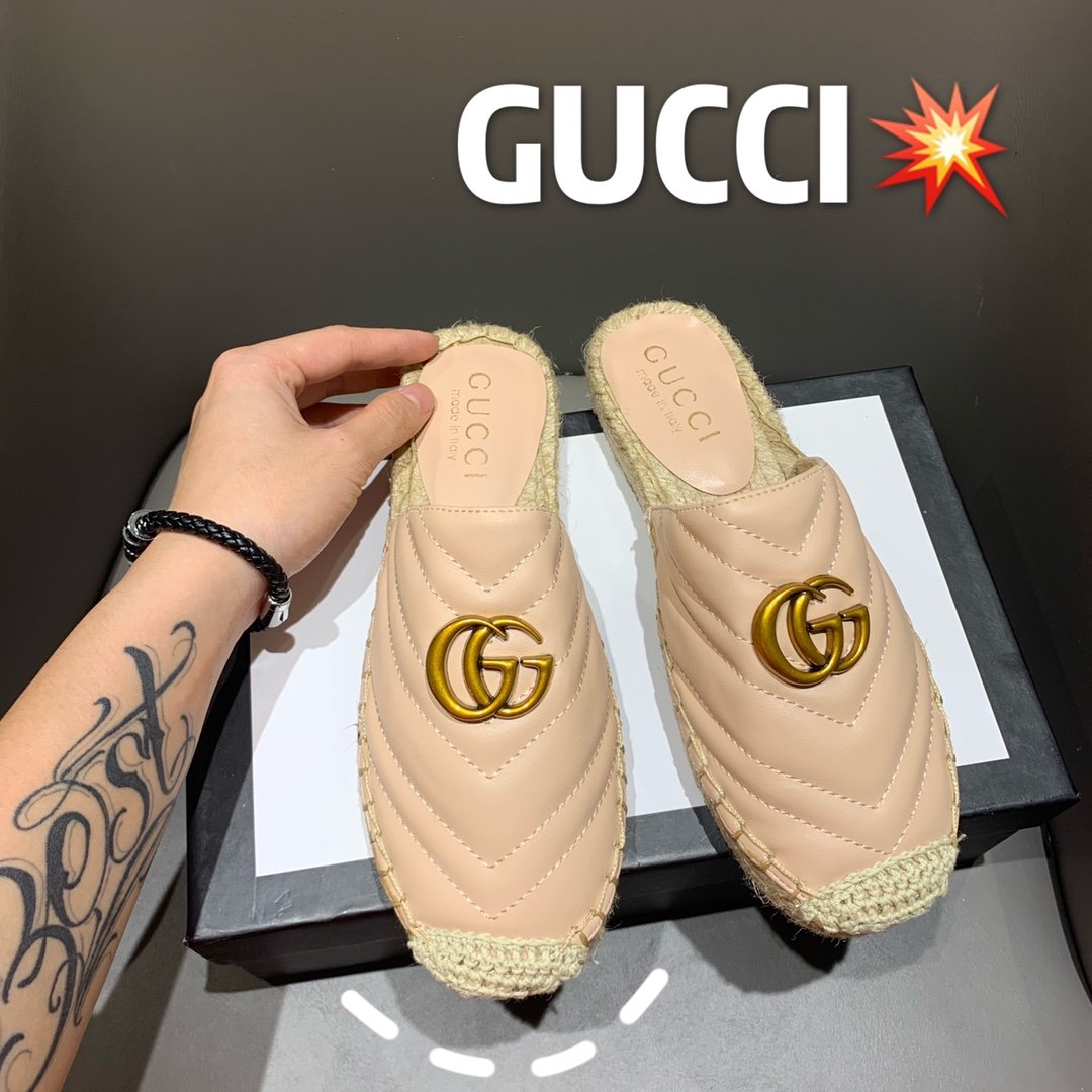 GG GG Marmont Espadrille Beige Leather - Shoes