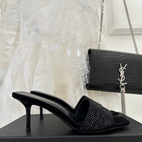 YSL Cassandra Crystal Embellished Sandals - Heels