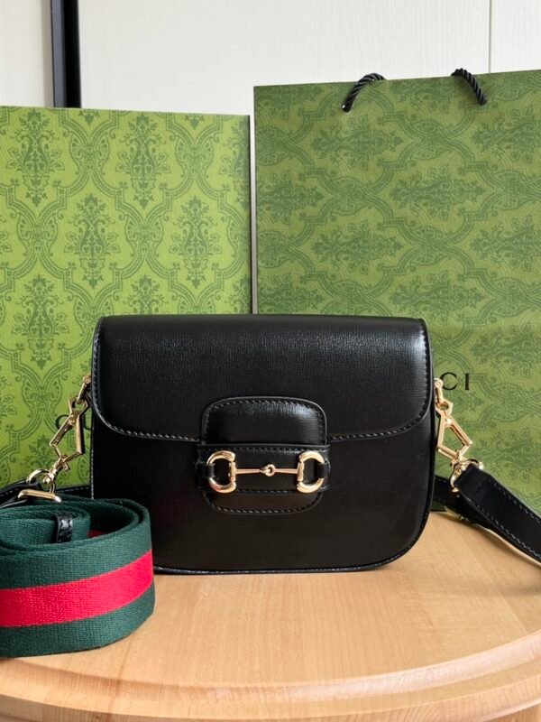 GG Horsebit 1955 Black Leather – Tasche – Schwarz