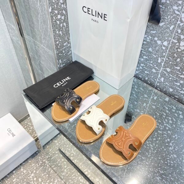 CEL Triomphe Sandals Tan/White/Black Leather - Sandals