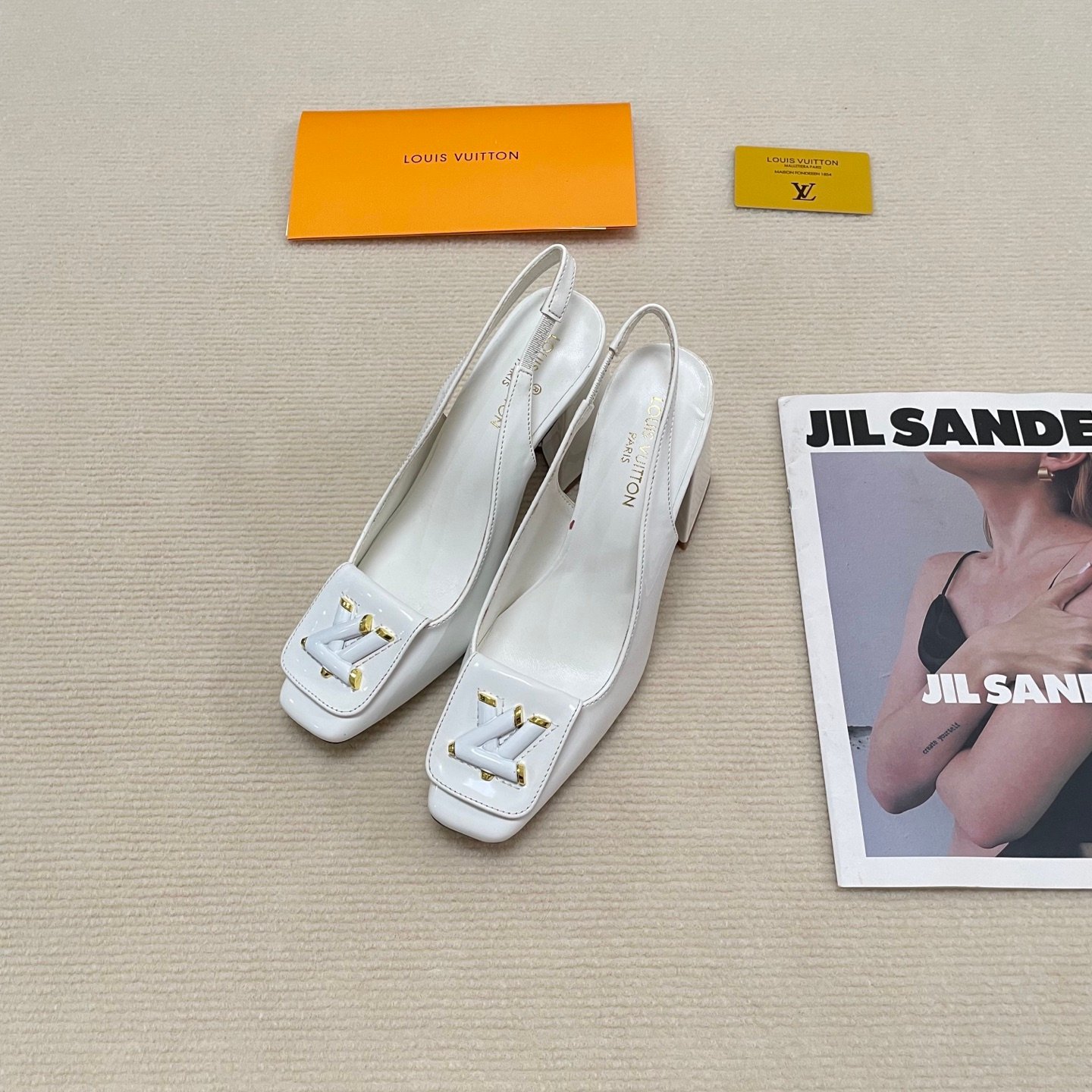 LV Madeleine Slingback Pumps White Leather - Heels - Image 2