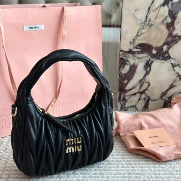 MIU Wander Matelassé Black, Pink, White Leather - Bag