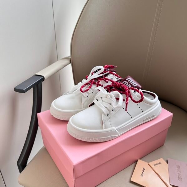 MIU Logo Lace-Up Sneakers White/Red - Sneakers