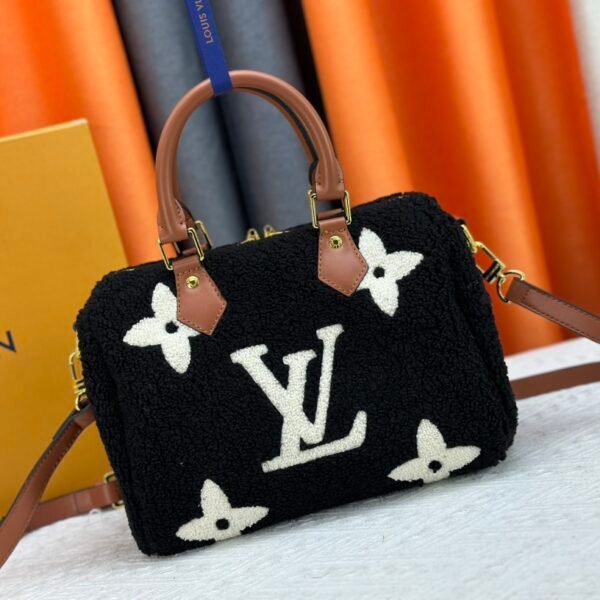 LV Speedy Bandoulière 25 Black Shearling - Bag