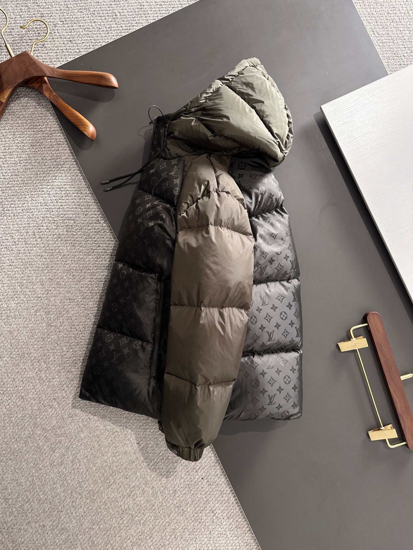 LV Monogram Puffer Jacket Black/Khaki - Jacket - Image 9