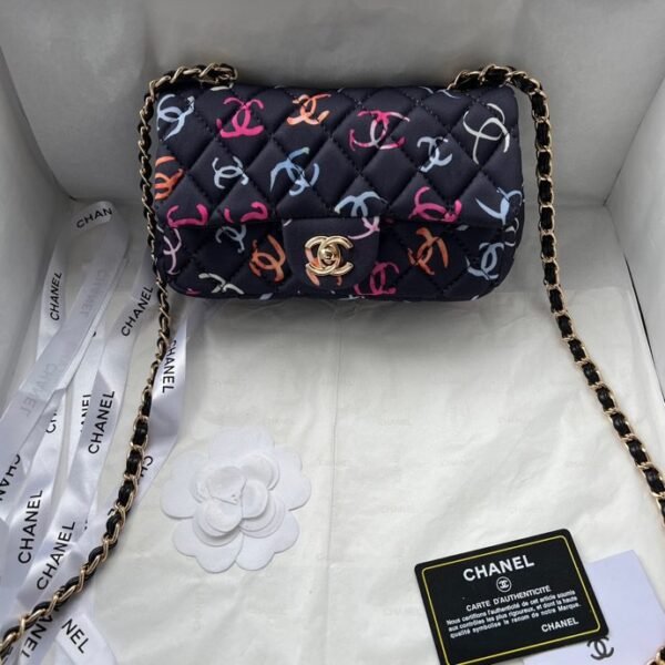 CC Classic Flap Multicolor Logo Mini Black Quilted - Bag