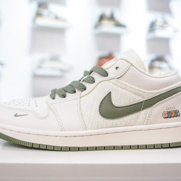 NK Air Jordan 1 Low OG x GG White/Green - Sneakers