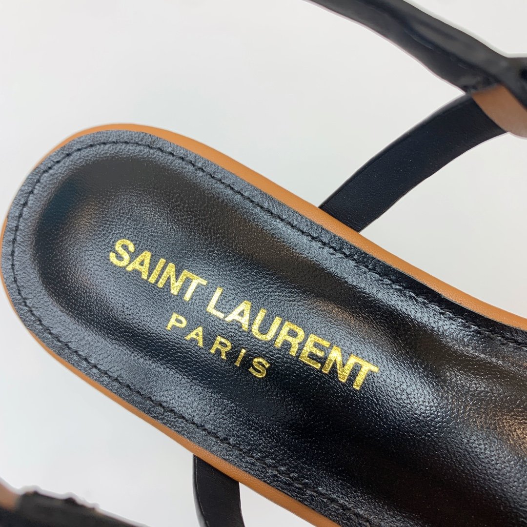 YSL Cassandra Flat Sandals Tan Leather - Sandals - Image 8
